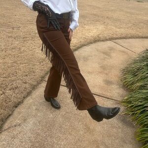 OYROSY Western Sz PS Fringe Pants Boot Cut NWT